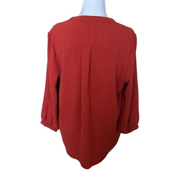 Entro Women's Split Neck Top 3/4 Sleeves Rust Size Large - Picture 3 of 10